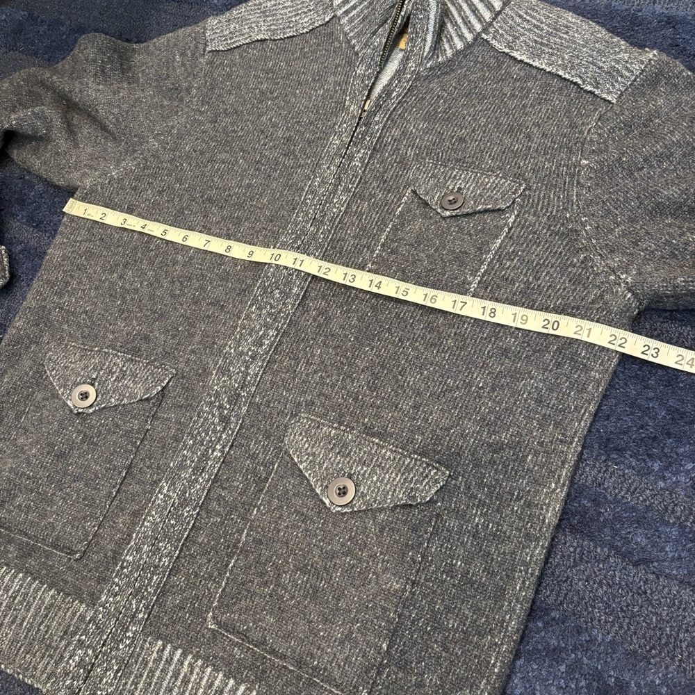 Blue Pronto Uomo XL Wool Zip Front Cardigan Sweater - Picture 9 of 11